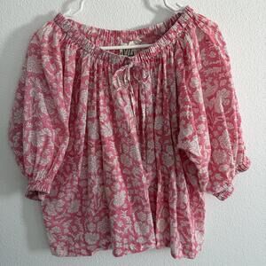 SZ Blockprints X J Crew Gathered Top in Nila Blockprint Size S